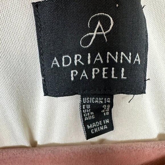 Adrianna Papell Crepe Fit & Flare Dress Cream Black Embroidered Midi Size 14 - Picture 4 of 8